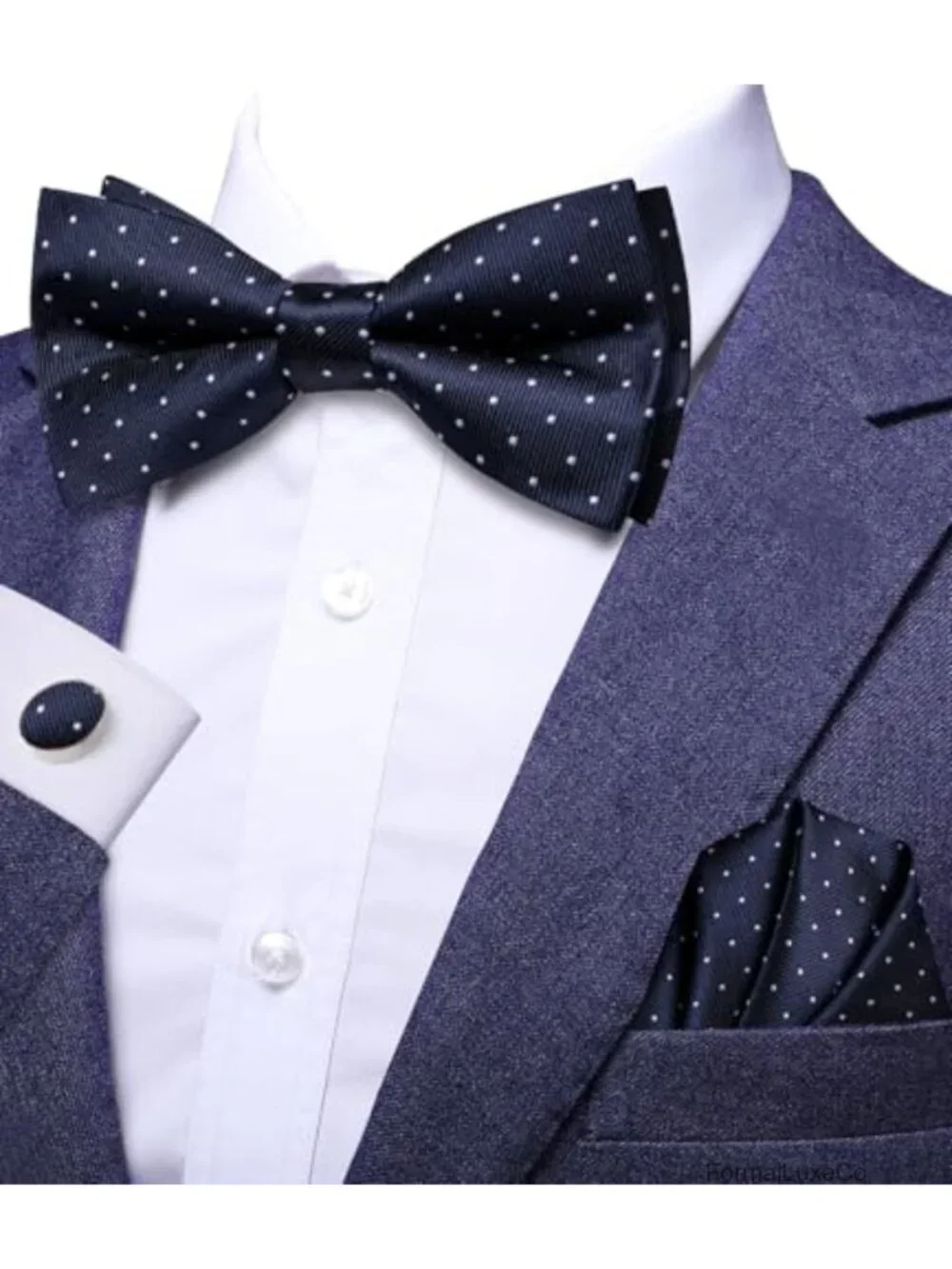 Pre-Tied Paisley Striped Bowtie Set with Pocket Square for Men Wedding Business